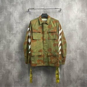 🚩steal Authentic Off-White Green and Brown Camouflage Field Jacket